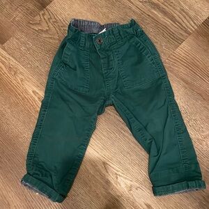 Gap chinos, green w chambray lining, 12-18 mos